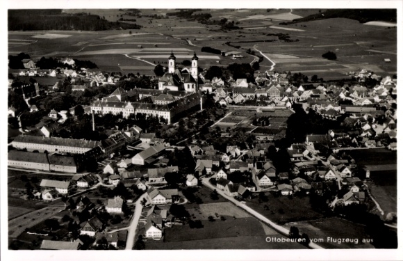 Postcard Ottobeuren in Upper Swabia Allgäu, aerial photograph