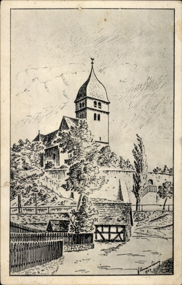 Artist Postcard Niederwalgern Weimar an der Lahn Hesse, Church