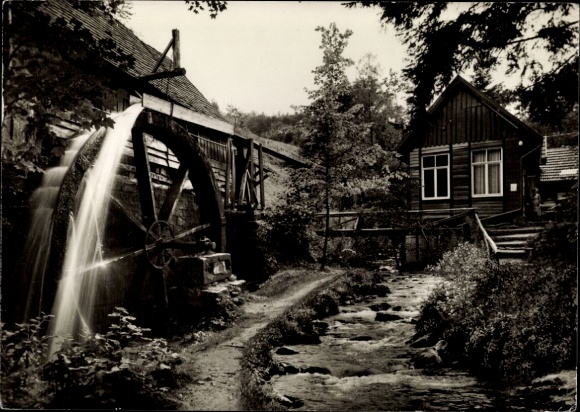 Postcard Loffenau in the Black Forest, Plotzsägemühle, Mühlrad