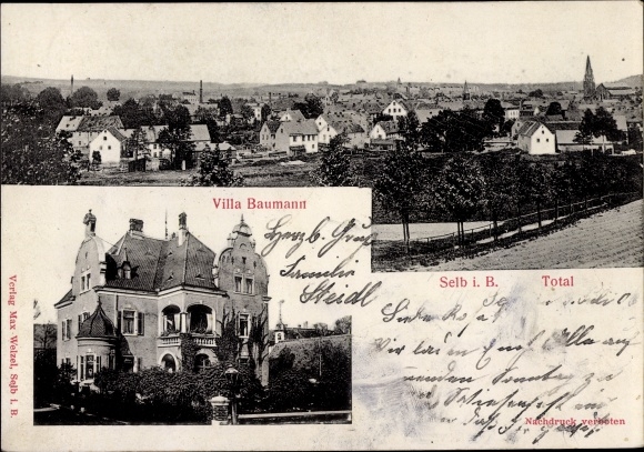 Ak Selb in het Fichtelgebirge Opper-Franken, totaaloverzicht, Villa Baumann