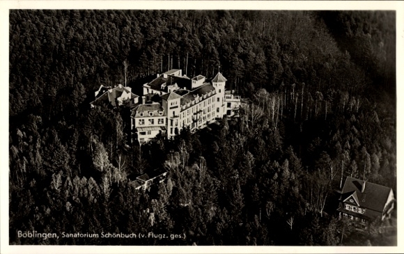 Postcard Böblingen in Württemberg, aerial photograph, Sanatorium Schönbuch