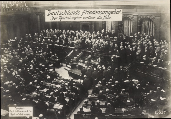 PC Berlin, Germany's peace offer, Chancellor Bethmann Hollweg reads the note, I WK