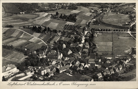 Postcard Waldmichelbach Wald Michelbach in the Odenwald Hessen, aerial photograph