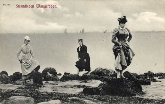 Ak Nordseebad Wangerooge in Ostfriesland, Frauen am Strand
