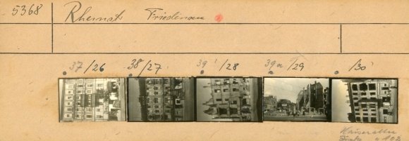 Contact print photos Berlin Schöneberg Friedenau, Rheinstraße, war damage, 5 photos approx. 4x2cm