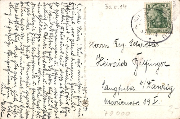 Artist Postcard Marschall, Stuttgart in Württemberg, near the Stiftskirche
