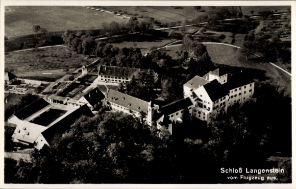 Ak Langenstein Halberstadt in de Harz, uitzicht op het kasteel vanuit het vliegtuig