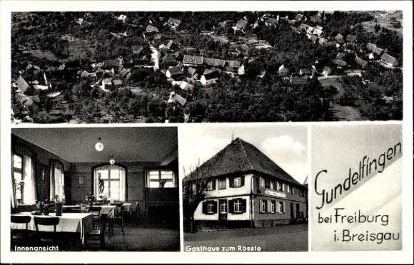 Ak Gundelfingen im Breisgau, Fliegeraufnahme, Gasthaus zum Rössle, Innenansicht