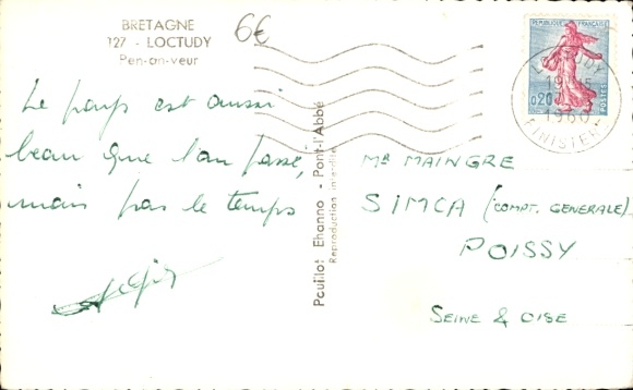 Postcard Loctudy Finistère, Pen-an-veur