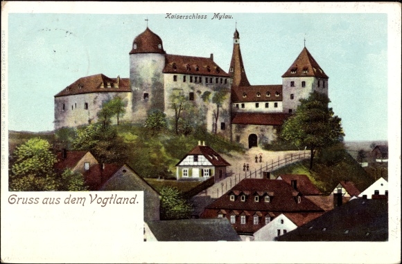 Ak Mylau Reichenbach im Vogtland, Kaiserschloss, Totalansicht