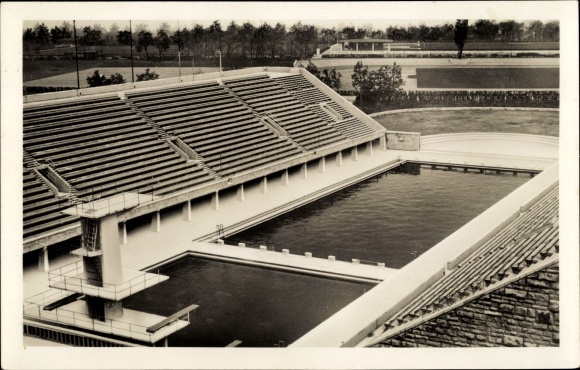 PC Berlin Charlottenburg Westend, Reichssportfeld, view from Deutsche Kampfbahn to the swimming stadium