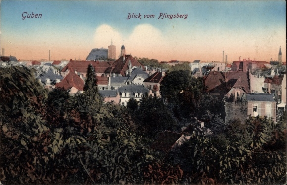 Ak Guben in Neder-Lausitz, uitzicht op de stad vanaf Pfingsberg