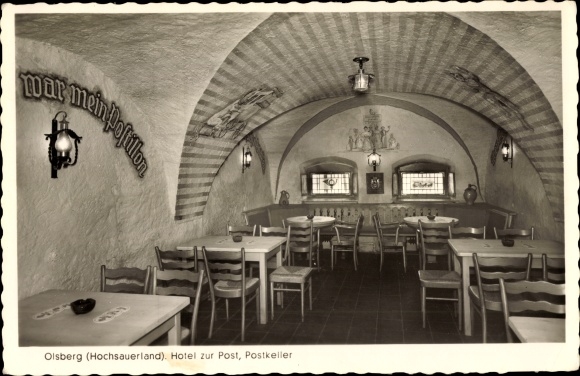 Ak Olsberg im Hochsauerland, Hotel zur Post, Bes. Karl Cruse, Postkeller
