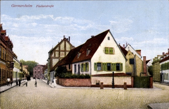Postcard Germersheim in the Rhine plain Rhineland Palatinate, section on Fischerstraße