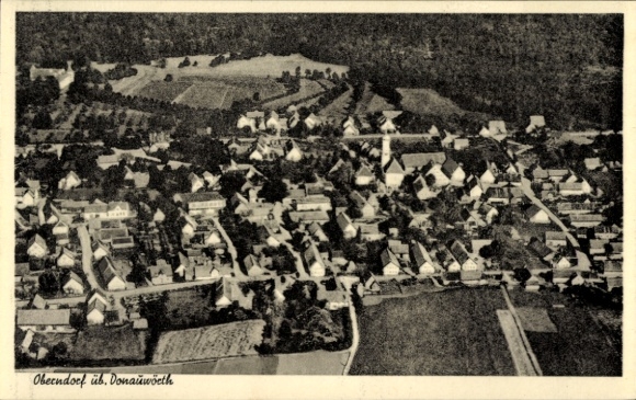 Postcard Oberndorf am Lech Swabia, aerial photograph