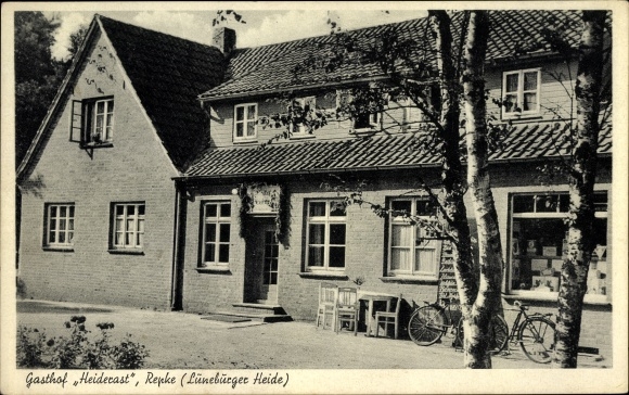 Postcard Repke Dedelstorf in Lower Saxony, Gasthof Heiderast, bicycles