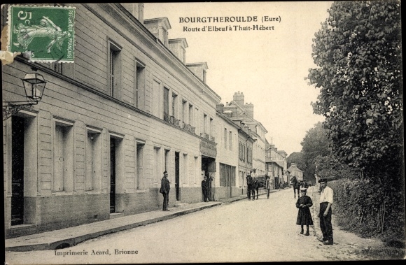 Postcard Bourgtheroulde Eure, Route d´Elbeufà Thuit Hébert