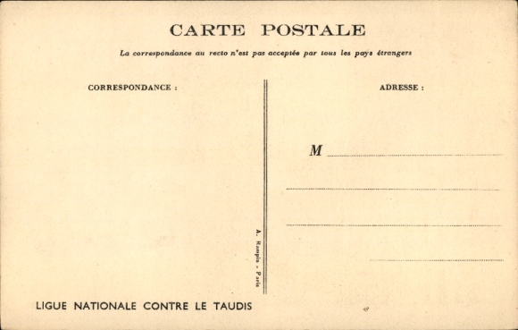 Artist Postcard Poulbot, Francisque, Ligue Nationale contre le Taudis, Children and pig in a kitchen