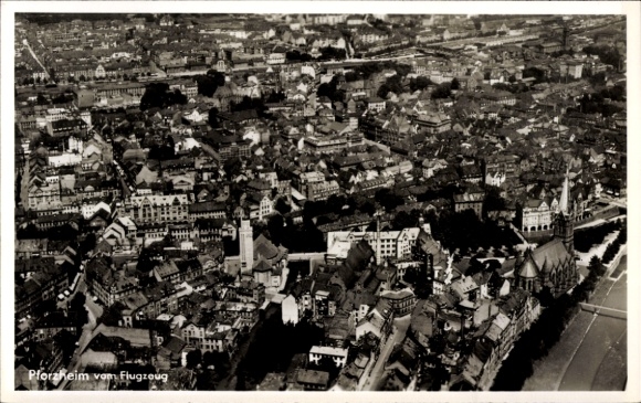 Postcard Pforzheim in the Black Forest, aerial photograph