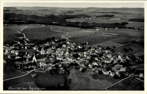 Postcard Altusried im Allgäu, aerial photograph