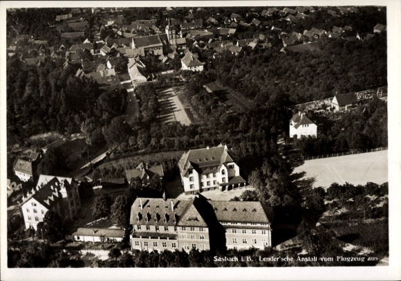 Postcard Sasbach in the Ortenau, aerial photograph, Lendersche Anstalt