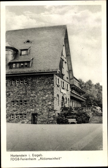 Postcard Hartenstein Ore Mountains, FDGB holiday home action unit