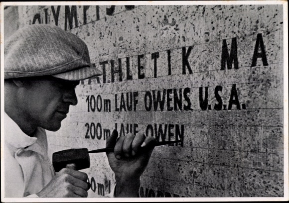 Collection picture Olympia 1936, names of the Olympic champions are carved in the marathon gate, Olympic Stadium