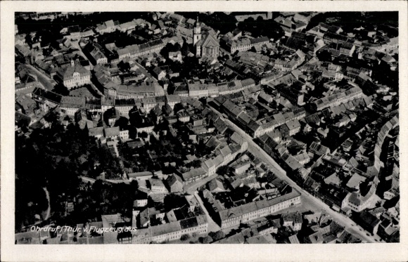 Postcard Ohrdruf in Thuringia, aerial photograph