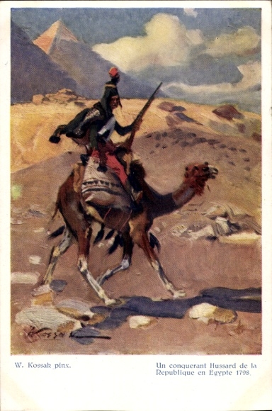 Artysta KP Kossak, W., Huzar egipski na wielbłądzie, 1798