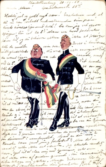 Studentika Künstler Ak Schönpflug, Fritz, Zwei Studenten in Uniformen, Schläger, BKWI 842-2