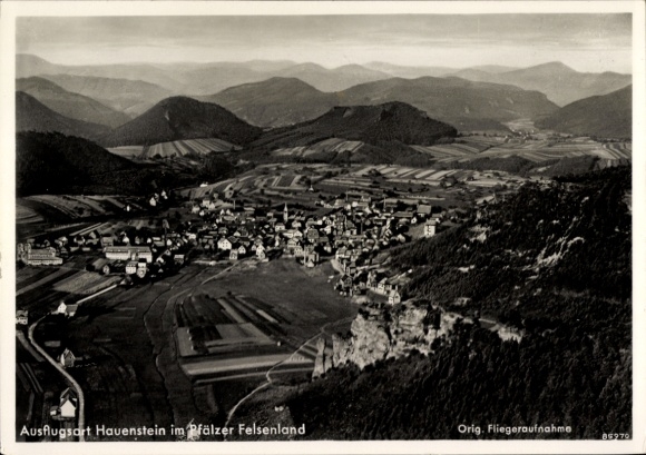 Postcard Hauenstein in the Palatinate, aerial photograph