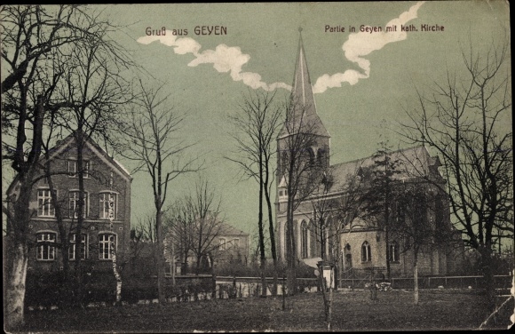 Postcard Geyen Pulheim North Rhine Westphalia, Catholic Church