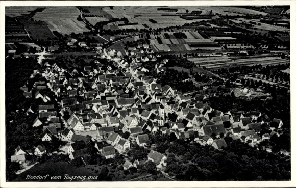 Postcard Bondorf in Württemberg, aerial view of many houses, rural surroundings