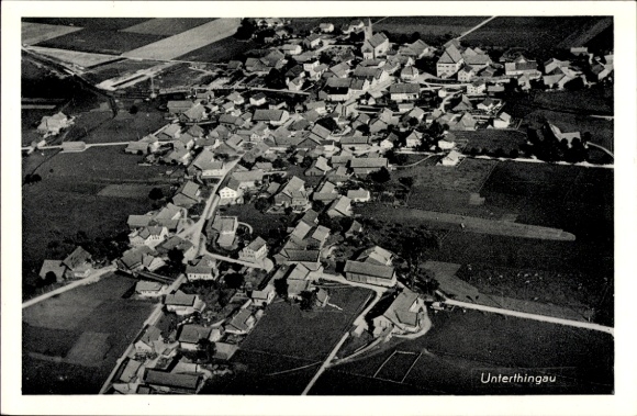 Postcard Unterthingau in Allgäu, aerial photograph