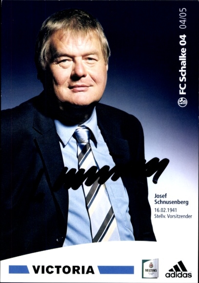 Karta z autografem Wiceprezesa Josefa Schnusenberga, FC Schalke 04, autograf