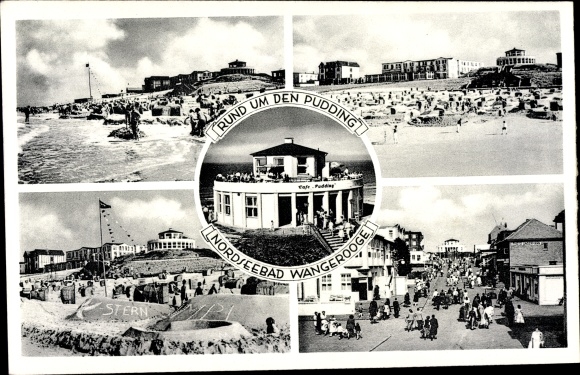 Postcard Nordseebad Wangerooge in Ostfriesland, around the pudding, beach, sand castles