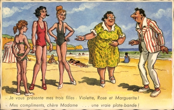 Artist Postcard Chaperon, Jean, Beach, I present to you my three daughters