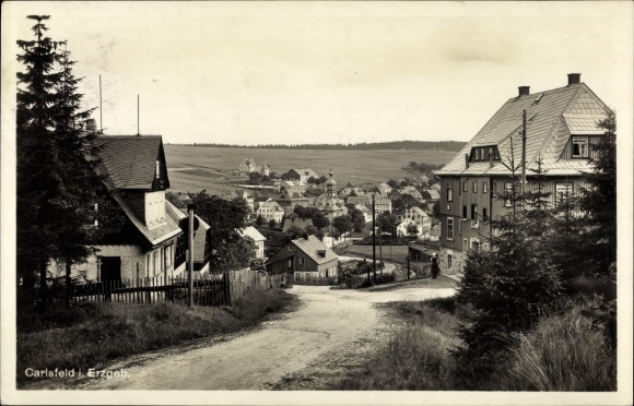 Postcard Carlsfeld Eibenstock in the Ore Mountains, view of the town