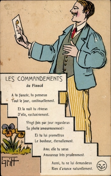 Artist Postcard Griff, The Commandments of the Bridegroom, to your bride, you will think everything