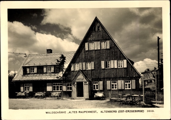 Ak Altenberg im Osterzgebirge, Waldschänke Altes Raupennest, Außenansicht