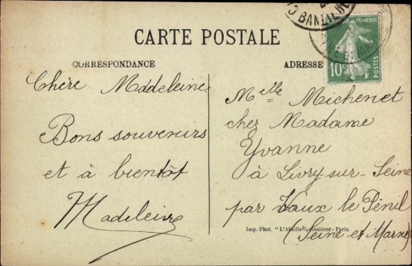 Postcard Clichy Hauts de Seine, view of the river, boats, trees, waterfront promenade