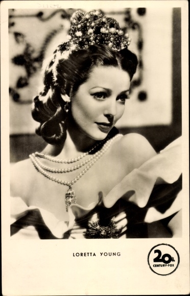 KP aktorka Loretta Young, portret, biżuteria