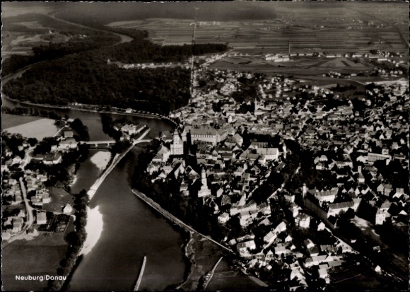Postcard Neuburg an der Donau Upper Bavaria, aerial photograph