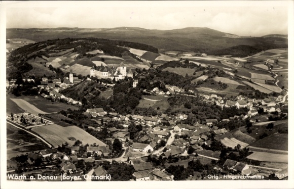 Ak Wörth an der Donau Oberpfalz Bayern, Fliegeraufnahme
