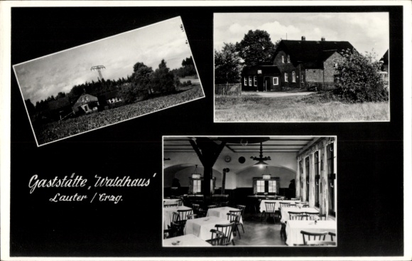 Postcard Lauter Bernsbach in the Ore Mountains Saxony, Restaurant Waldhaus, interior view
