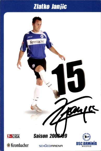 Autograph card footballer Zlatko Janjic, DSC Arminia Bielefeld, autograph