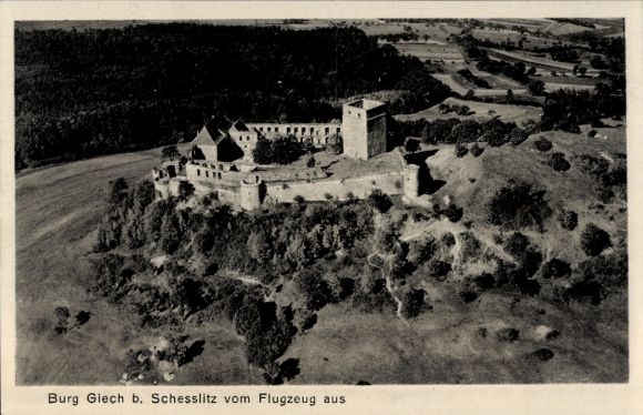 Postcard Schesslitz Scheßlitz in Upper Franconia, aerial photograph Giechburg
