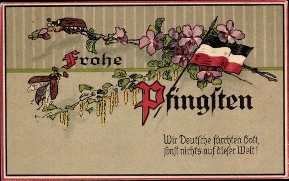 Postcard Congratulations, Pentecost, Maikäfer, We Germans fear God nothing else in this world