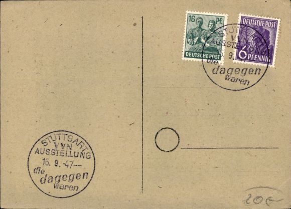Ak Stuttgart, tentoonstelling Degenen die ertegen zijn, Verzet in het Derde Rijk, Schlossplatz, 1947