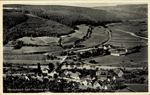 Postcard Weißbach Hohenlohekreis in Württemberg, aerial photograph